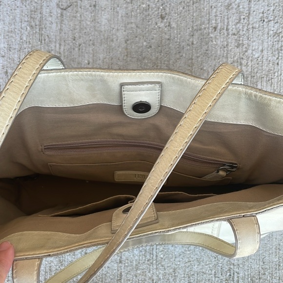 Frye Leather Tote Bag Melissa Large Cream Ivory Neutral Laptop Briefcase Travel - Picture 3 of 7